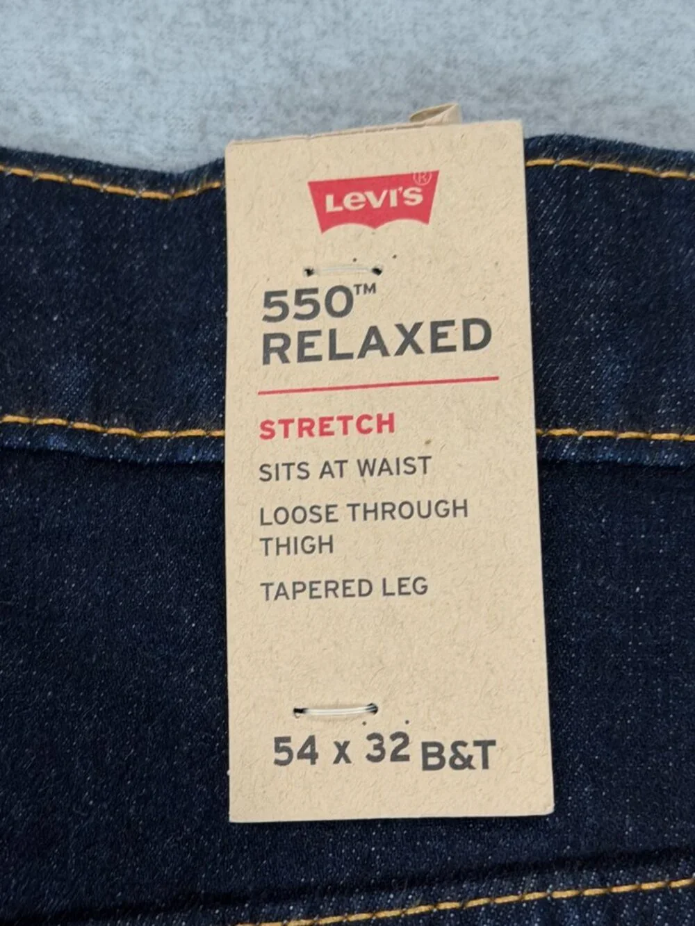 Levi's 550 Relaxed Fit Jeans Men's 54x32 Dark Wash Stretch Big & Tall NWT